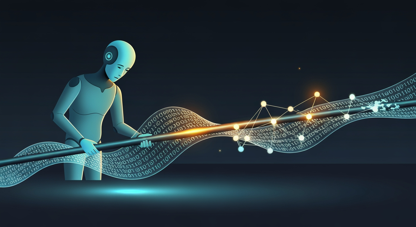 AI bending truth illustration