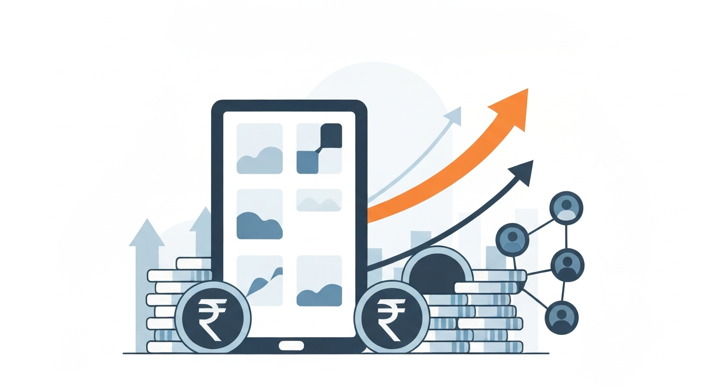 Meesho IPO visual showing social commerce growth, creators, and network effects